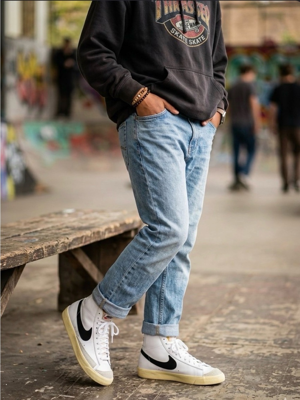 Nike White and Black High-Top Sneakers